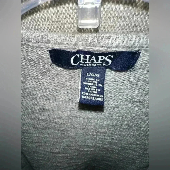 Chaps Sweater Women Large Gray Open Wrap Cardigan Fringe Tribal Aztec Breathable - Picture 3 of 5